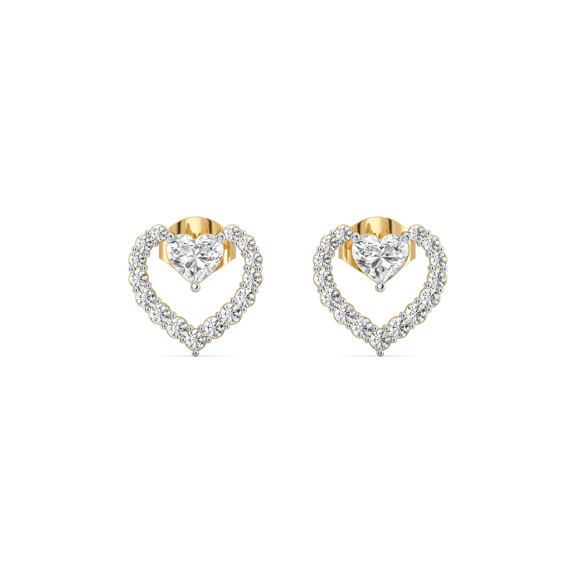 Twinkle Heart - Pure Gold Lab Diamond Stud Earrings