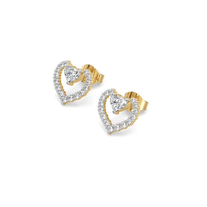 Twinkle Heart - Pure Gold Lab Diamond Stud Earrings