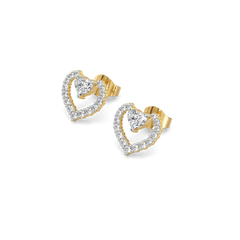 Twinkle Heart - Pure Gold Lab Diamond Stud Earrings