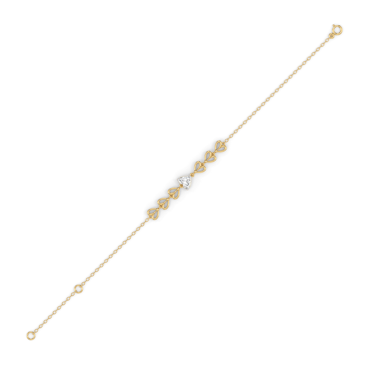 Little Bow Heart - Pure Gold Lab Diamond Bracelet