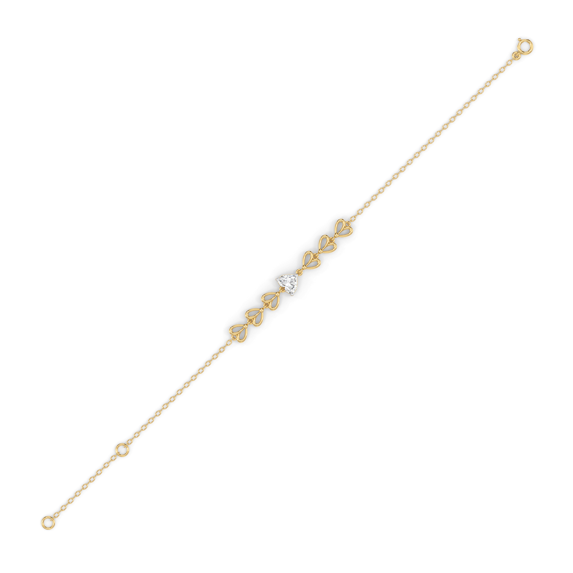 Little Bow Heart - Pure Gold Lab Diamond Bracelet