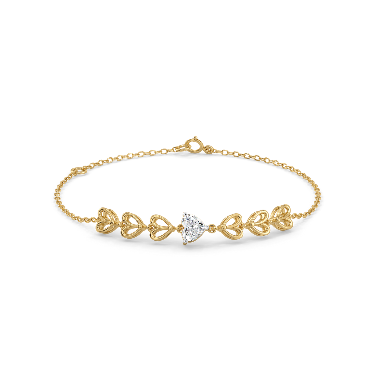 Little Bow Heart - Pure Gold Lab Diamond Bracelet