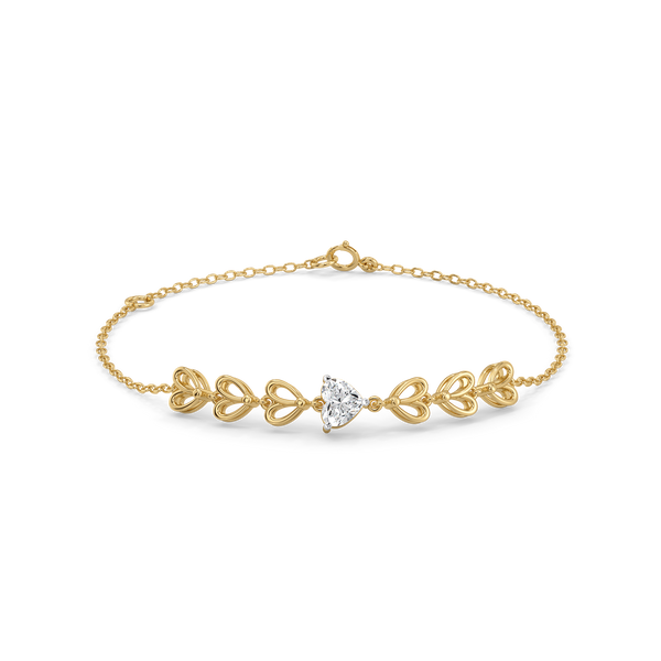 Lukson Little Bow Heart - Pure Gold Lab Grown Diamond Bracelet