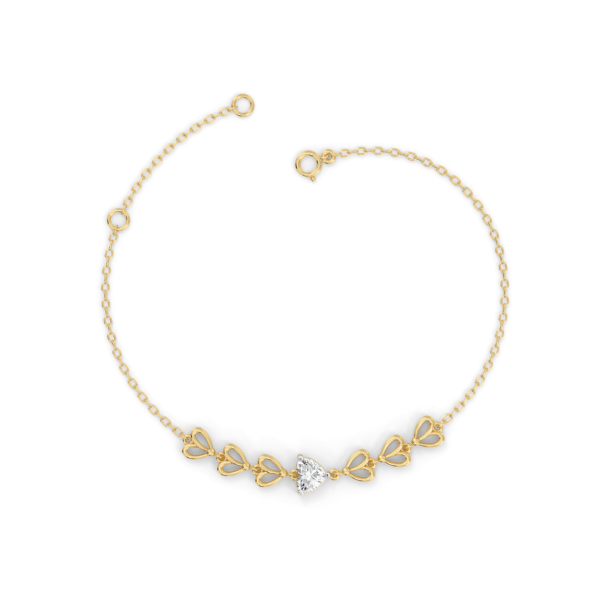 Little Bow Heart - Pure Gold Lab Diamond Bracelet