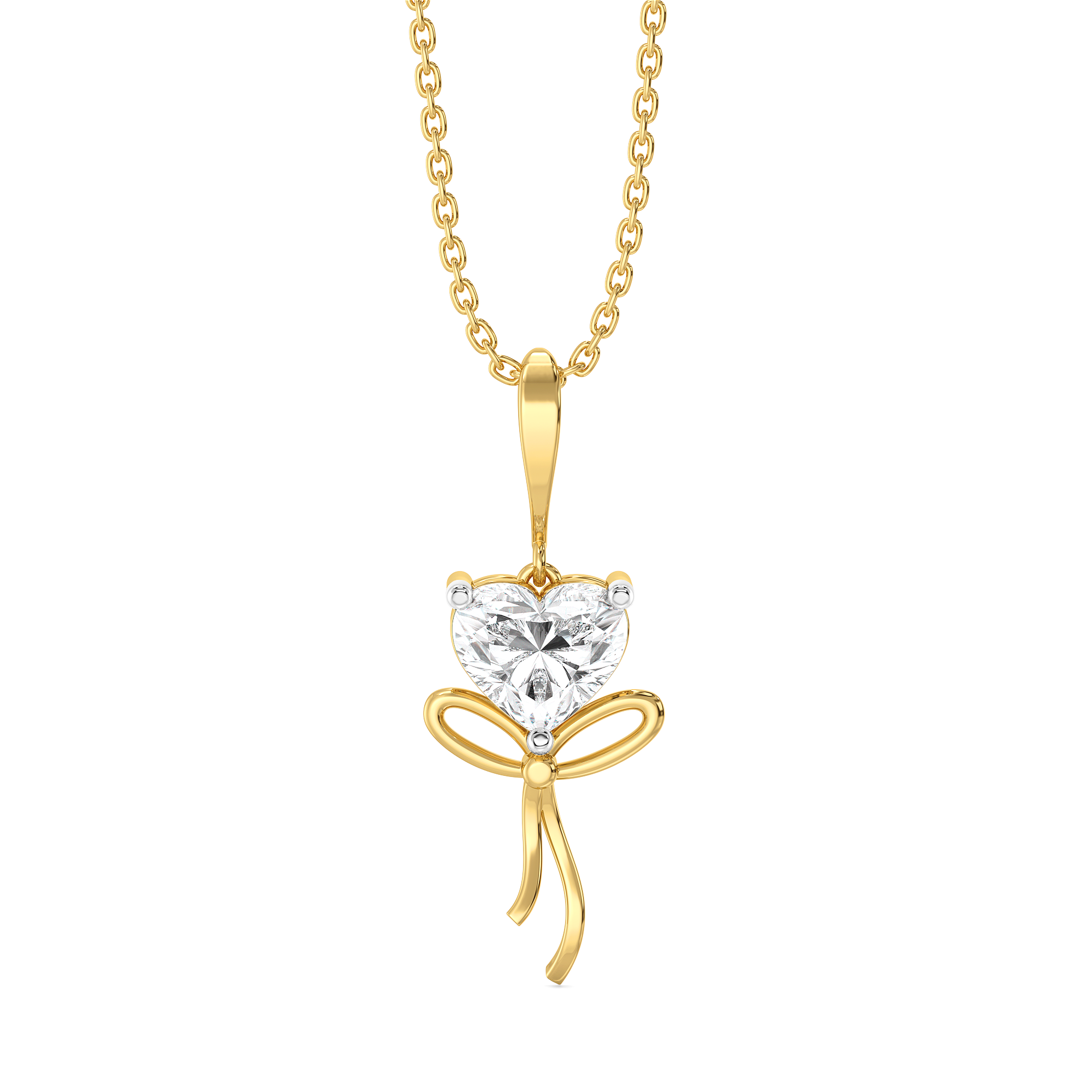 Little Bow Heart - Pure Gold Lab Diamond Pendant