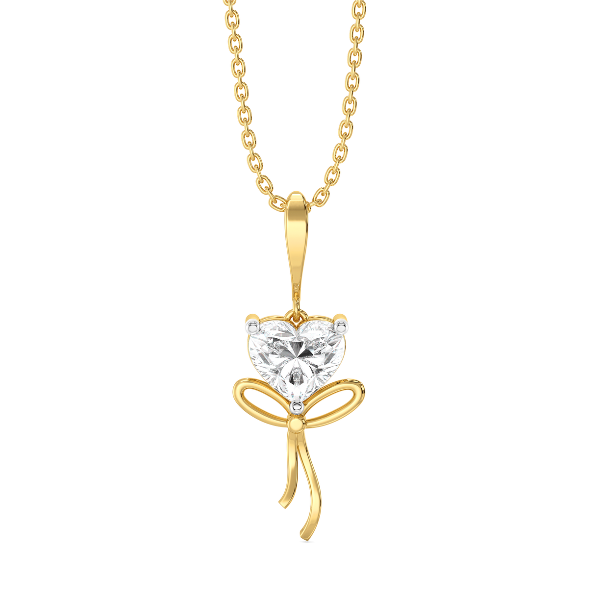 Little Bow Heart - Pure Gold Lab Diamond Pendant
