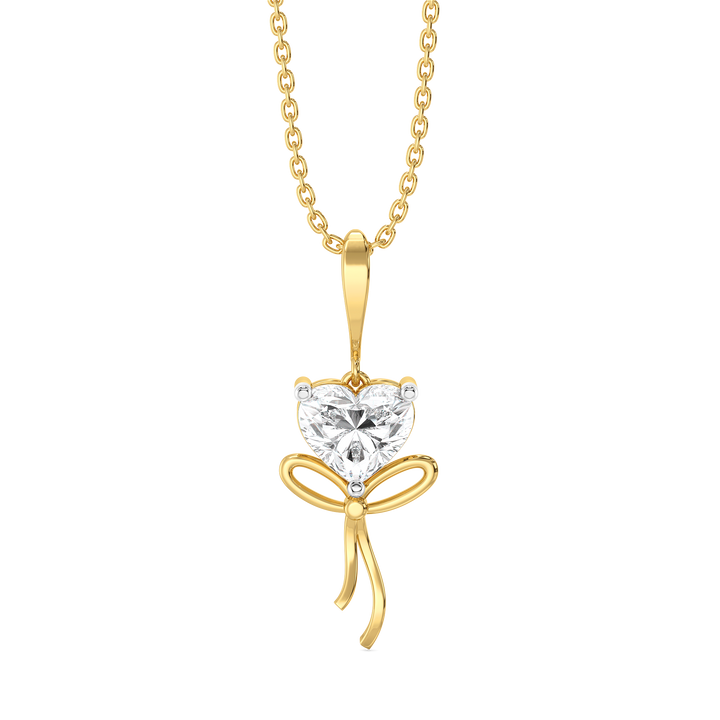 Little Bow Heart - Pure Gold Lab Diamond Pendant