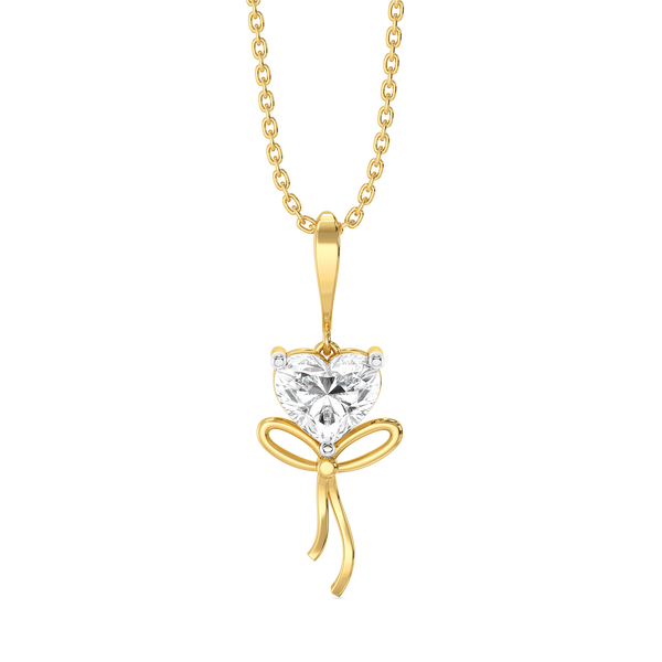 Little Bow Heart - Pure Gold Lab Diamond Pendant