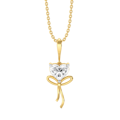 Little Bow Heart - Pure Gold Lab Diamond Pendant