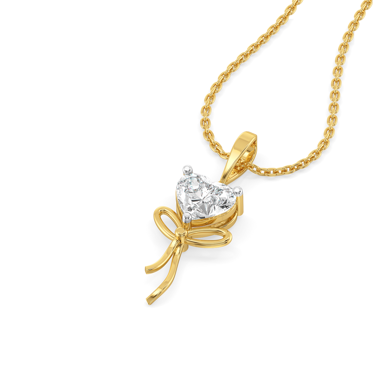 Little Bow Heart - Pure Gold Lab Diamond Pendant