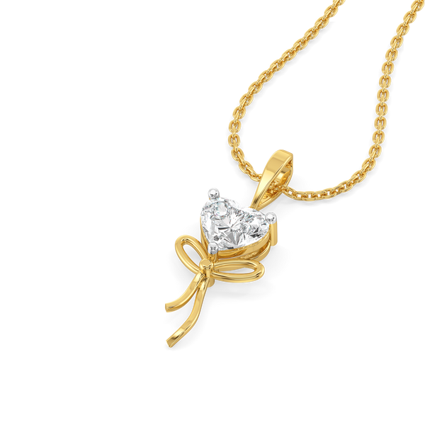 Little Bow Heart - Pure Gold Lab Diamond Pendant