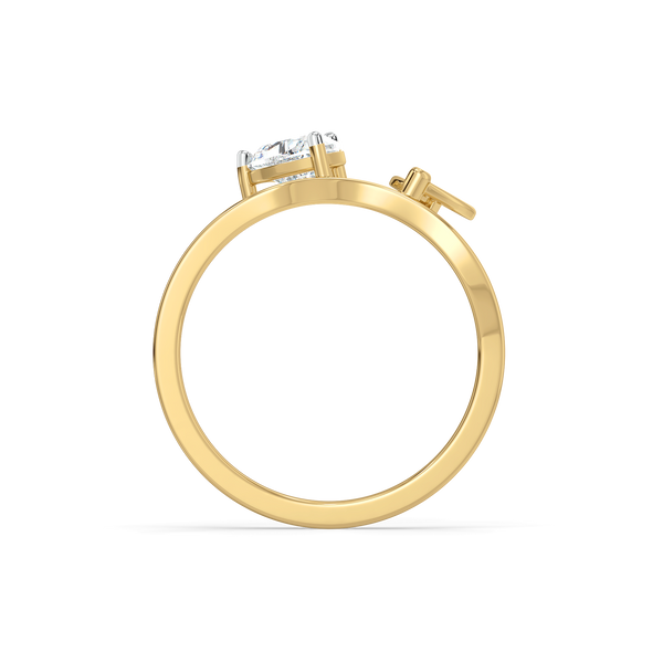 Lukson Little Bow Heart Pure Gold Lab Grown Diamond Ring in India