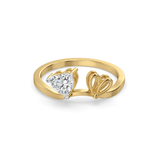 Lukson Little Bow Heart Pure Gold Lab Grown Diamond Ring Online
