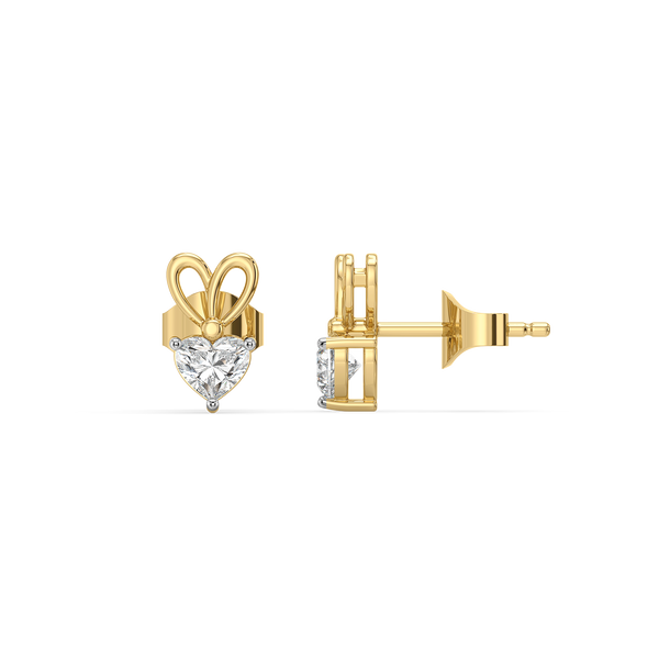 Buy Little Heart Pure 14k Gold Lab Grown Diamond Earrings for Women - Lukson 