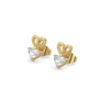 Lukson Little Bow Heart Pure Gold Lab Grown Diamond Earrings