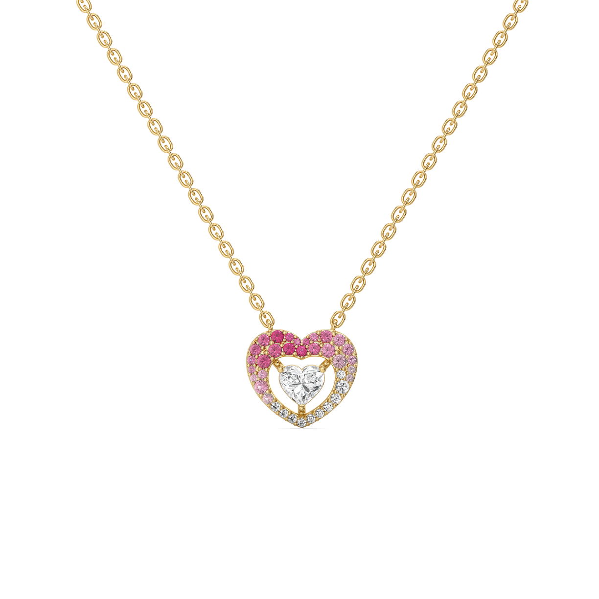Rosé Heart - Pure Gold Lab Diamond Necklace