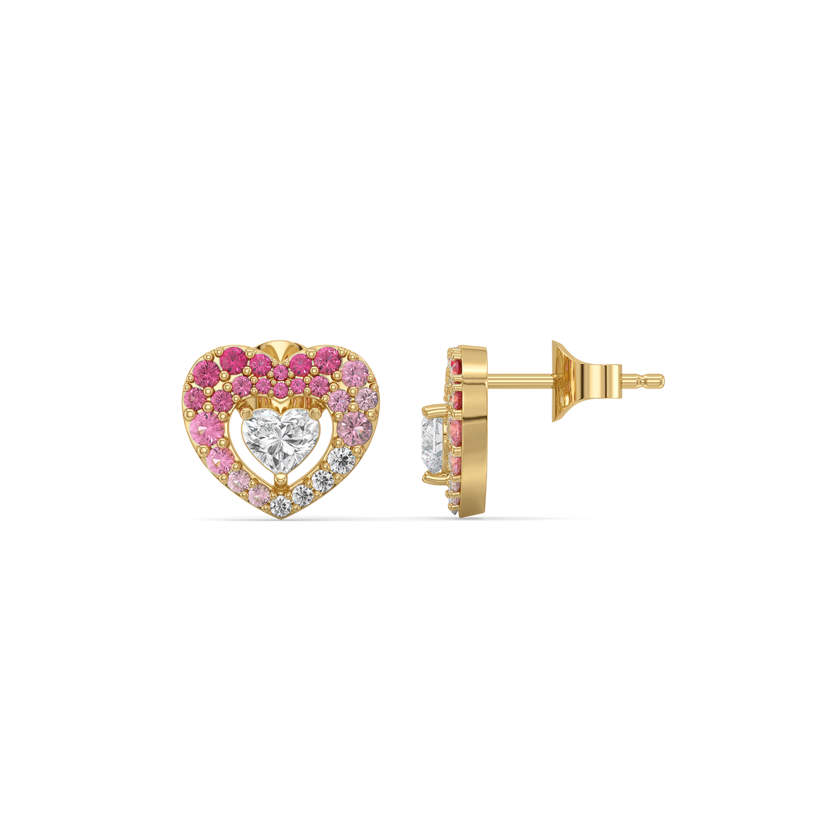Rosé Heart Stud - Pure Gold Lab Diamond Earrings