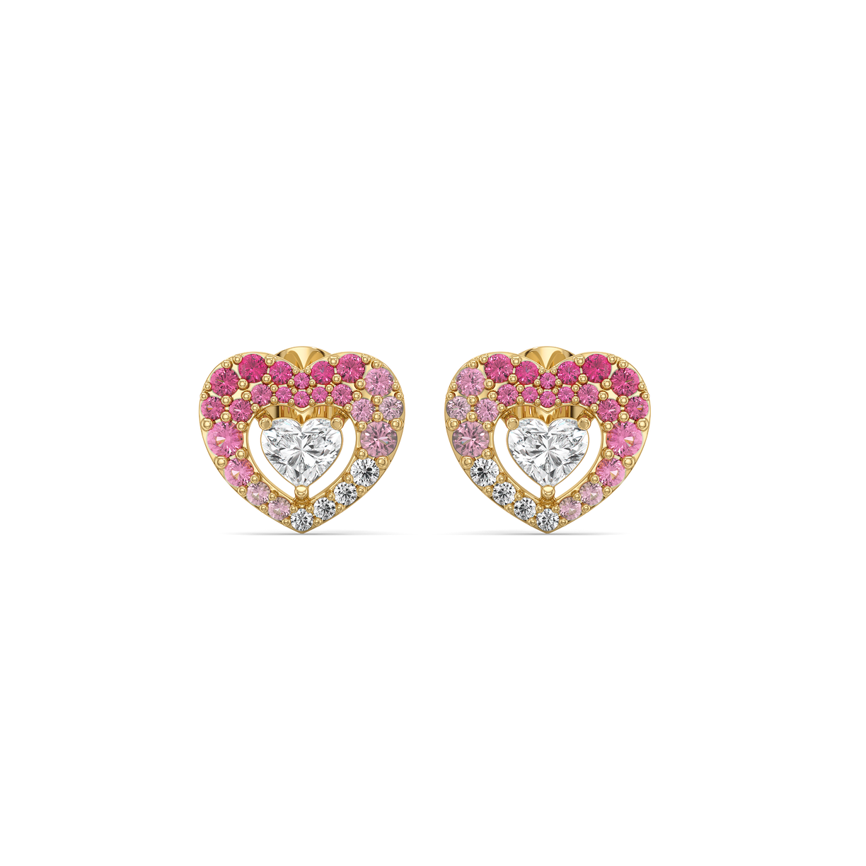Rosé Heart Stud - Pure Gold Lab Diamond Earrings