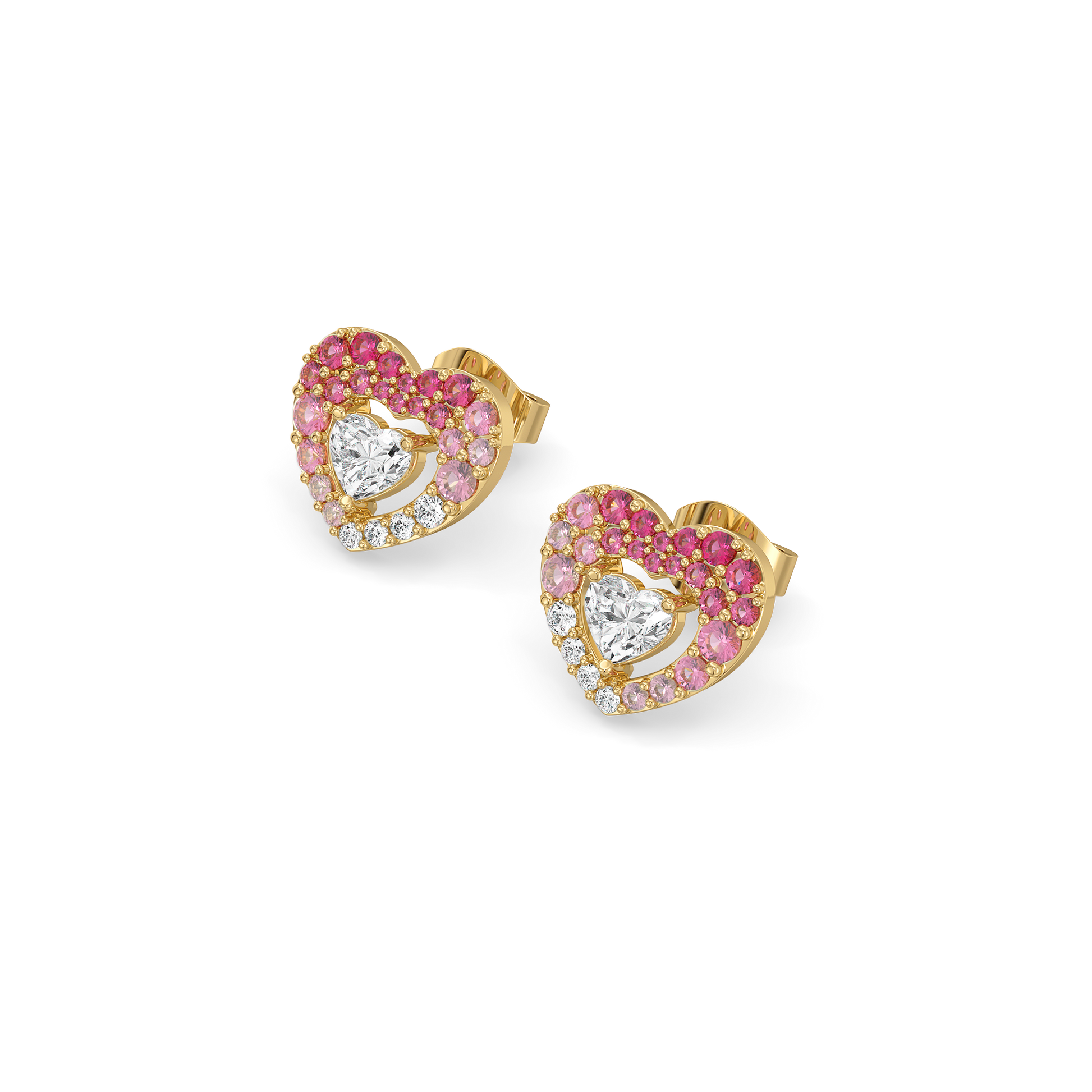 Rosé Heart Stud - Pure Gold Lab Diamond Earrings
