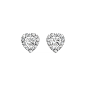 Snowed Heart Studs- Pure Gold Lab Diamond Earrings