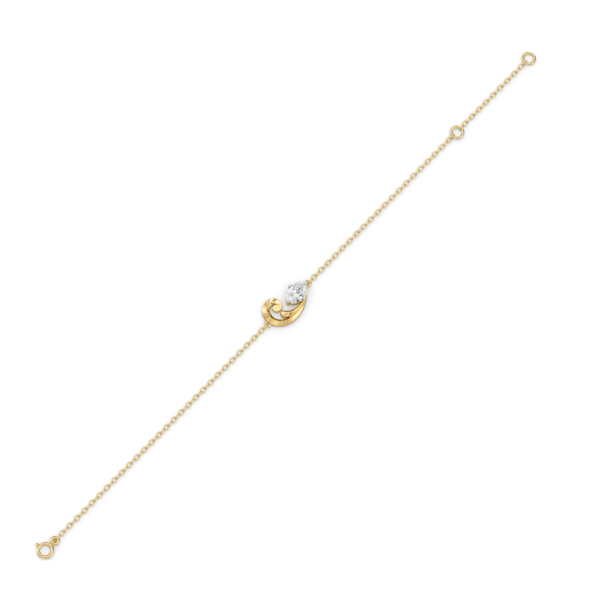Baroque Grace - Pure Gold Oval Lab Diamond Bracelet