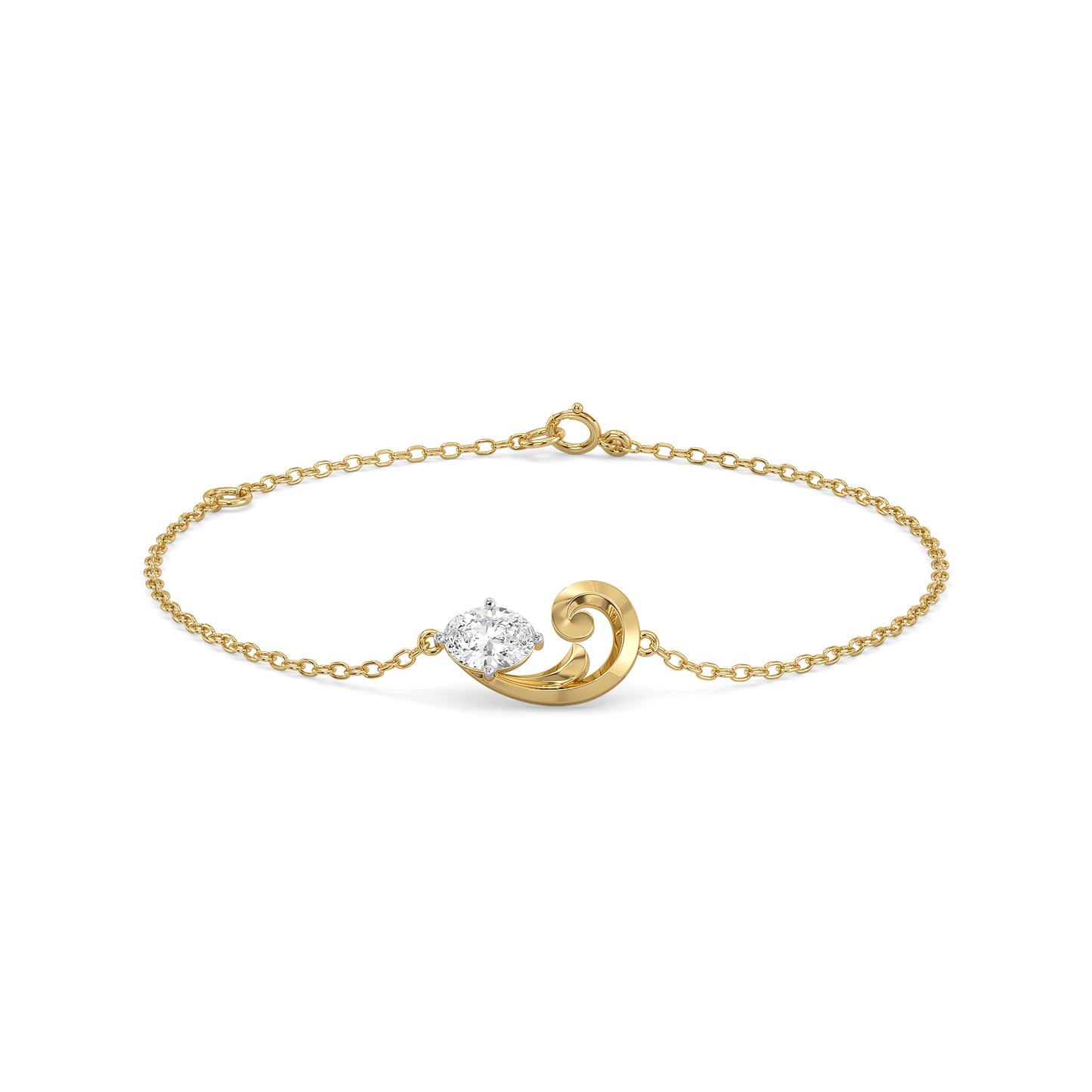 Baroque Grace - Pure Gold Oval Lab Diamond Bracelet