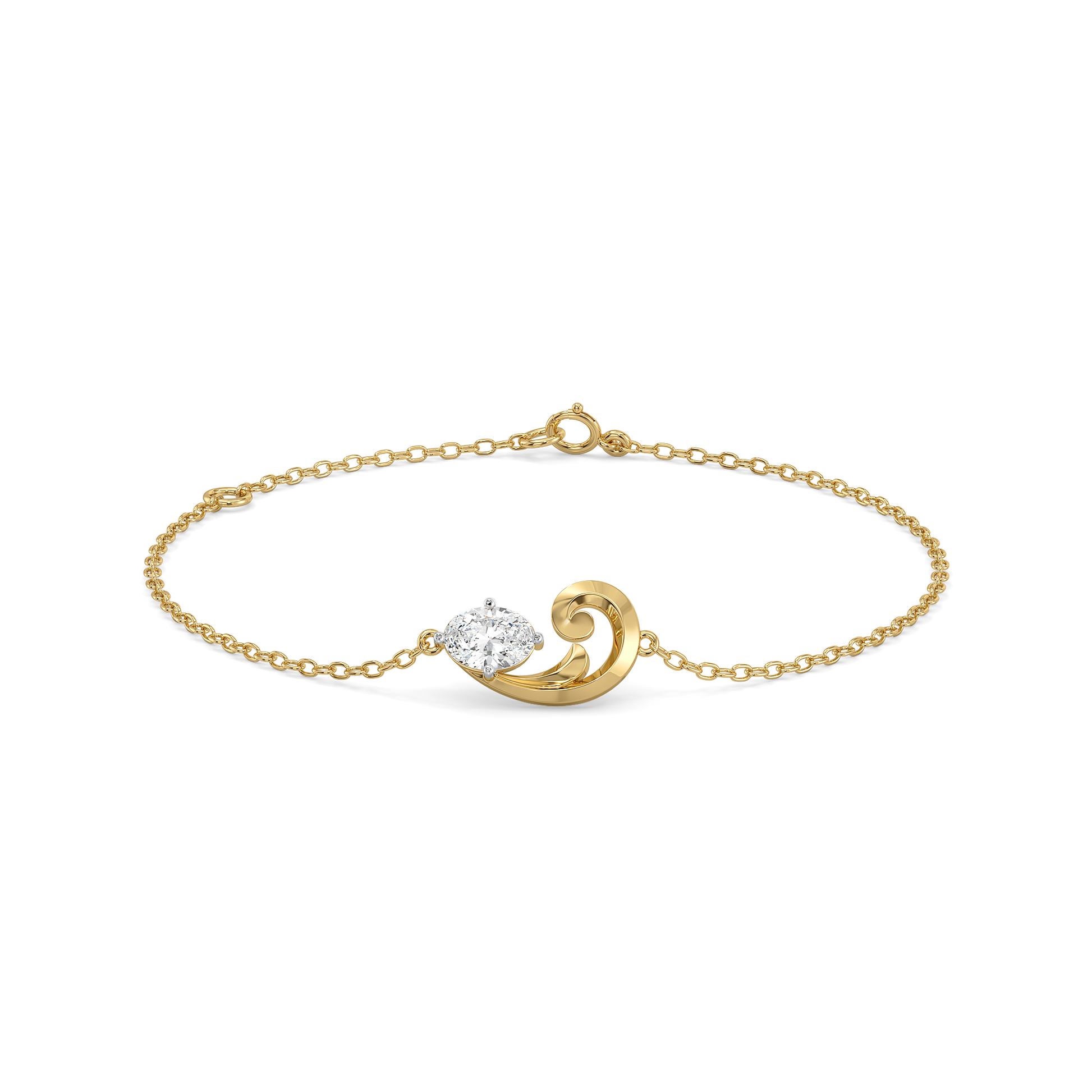 Baroque Grace - Pure Gold Oval Lab Diamond Bracelet