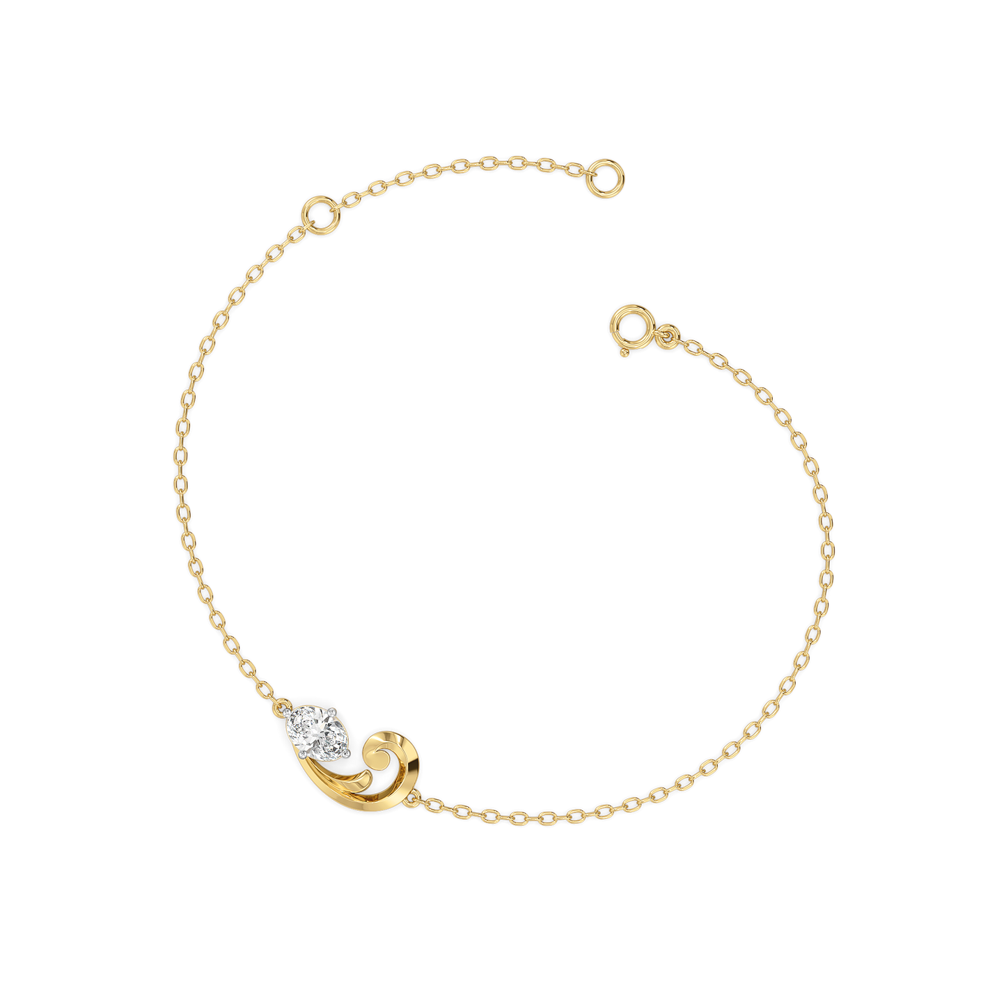 Baroque Grace - Pure Gold Oval Lab Diamond Bracelet