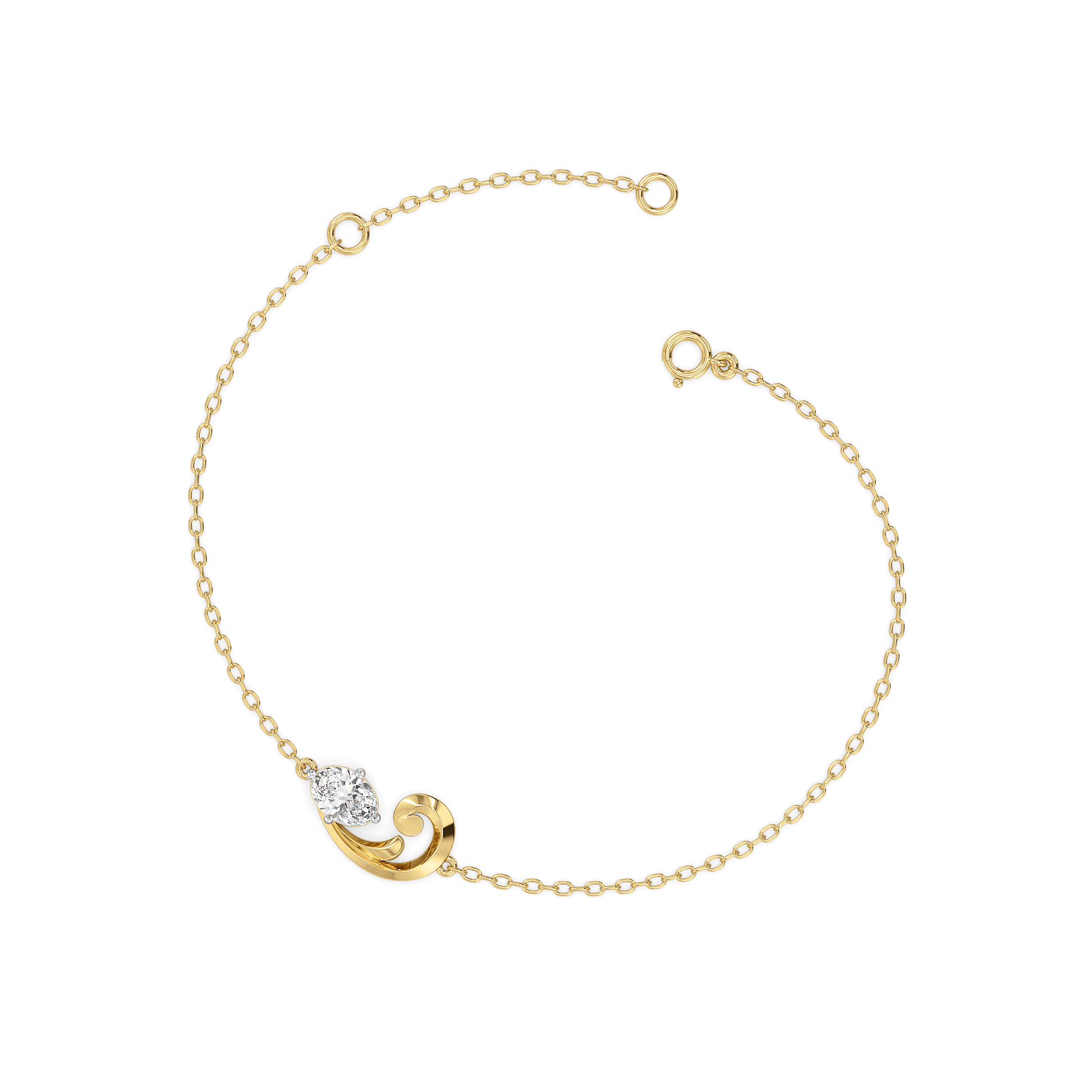 Baroque Grace - Pure Gold Oval Lab Diamond Bracelet