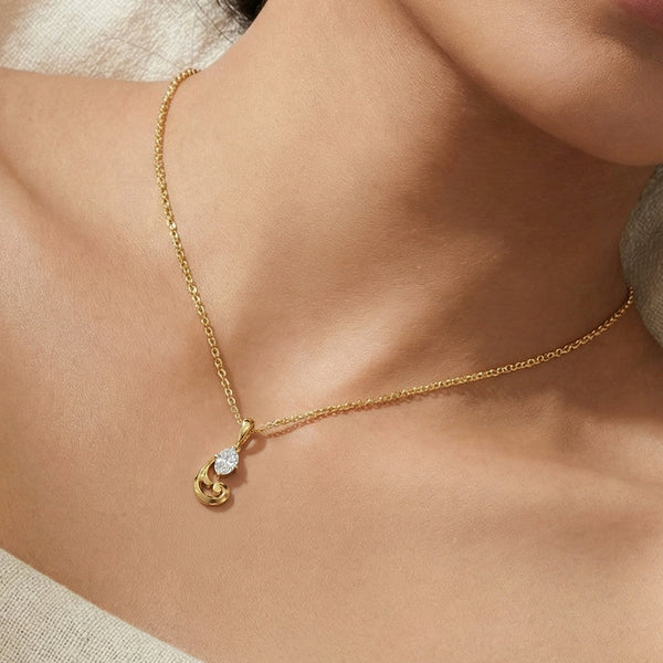 Baroque Grace - Pure Gold Oval Lab Diamond Pendant