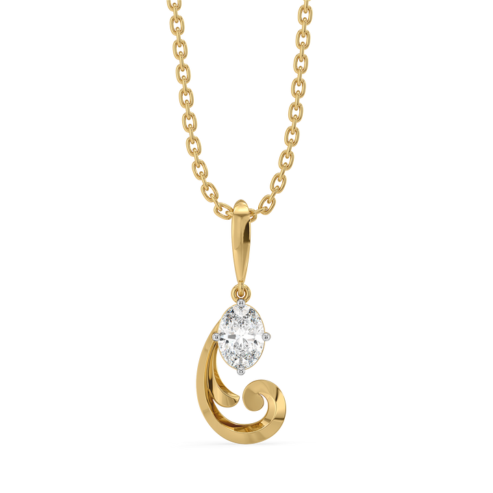 Baroque Grace - Pure Gold Oval Lab Diamond Pendant