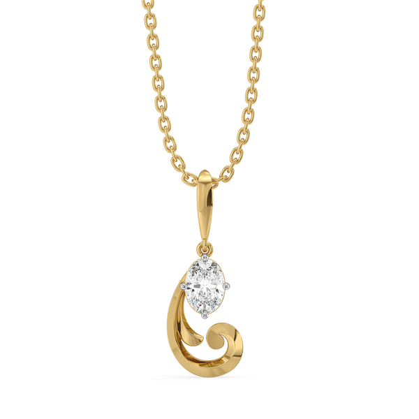 Baroque Grace - Pure Gold Oval Lab Diamond Pendant