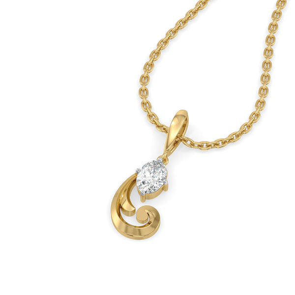 Baroque Grace - Pure Gold Oval Lab Diamond Pendant
