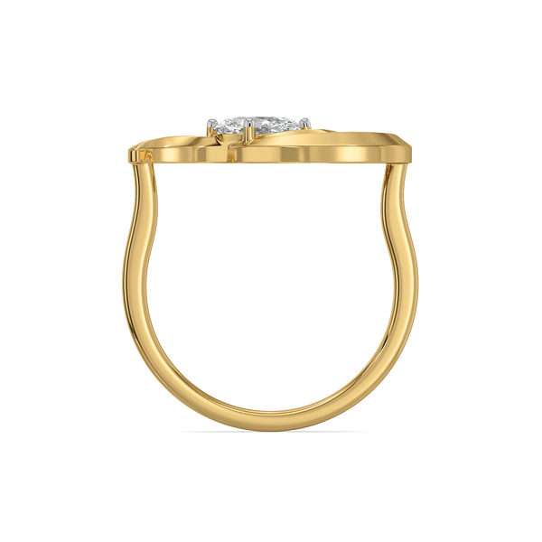 Lukson Baroque Grace 14K Gold Oval Lab Diamond Ring for Women