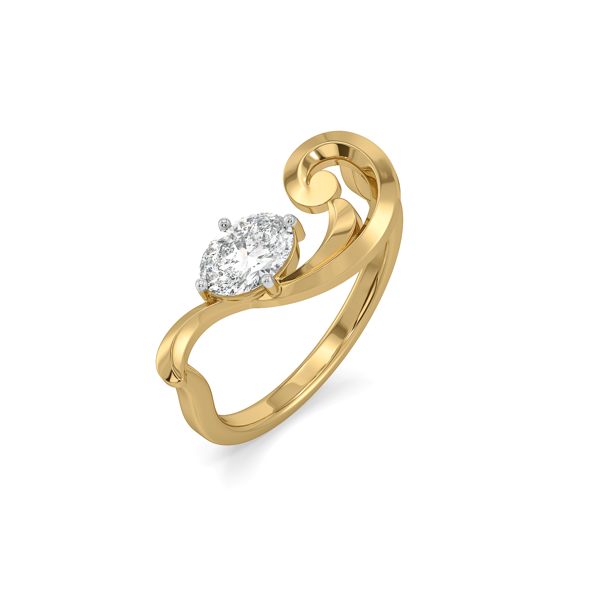 Baroque Grace - Pure Gold Oval Lab Diamond Ring