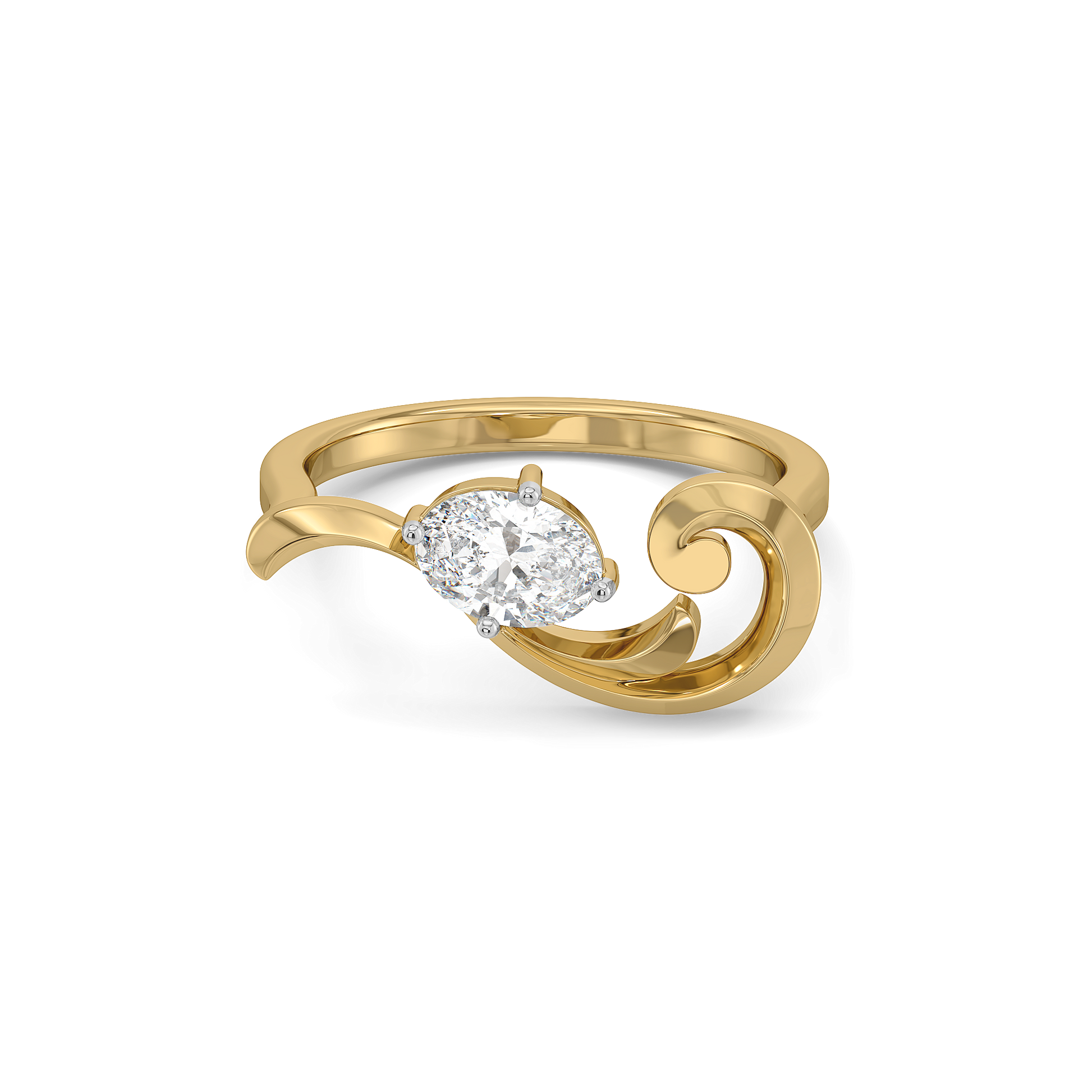 Baroque Grace - Pure Gold Oval Lab Diamond Ring