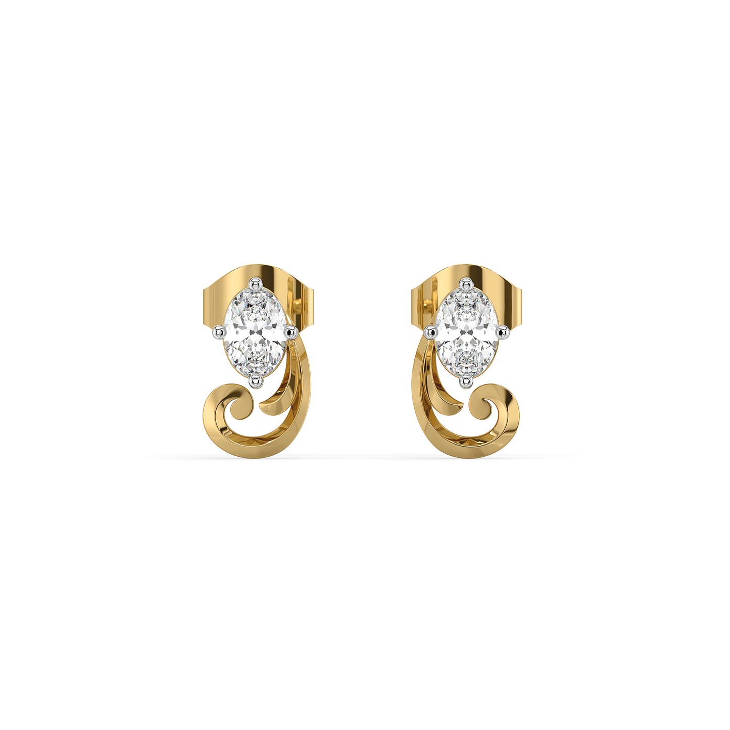 Baroque Grace - Pure Gold Oval Lab Diamond Earrings