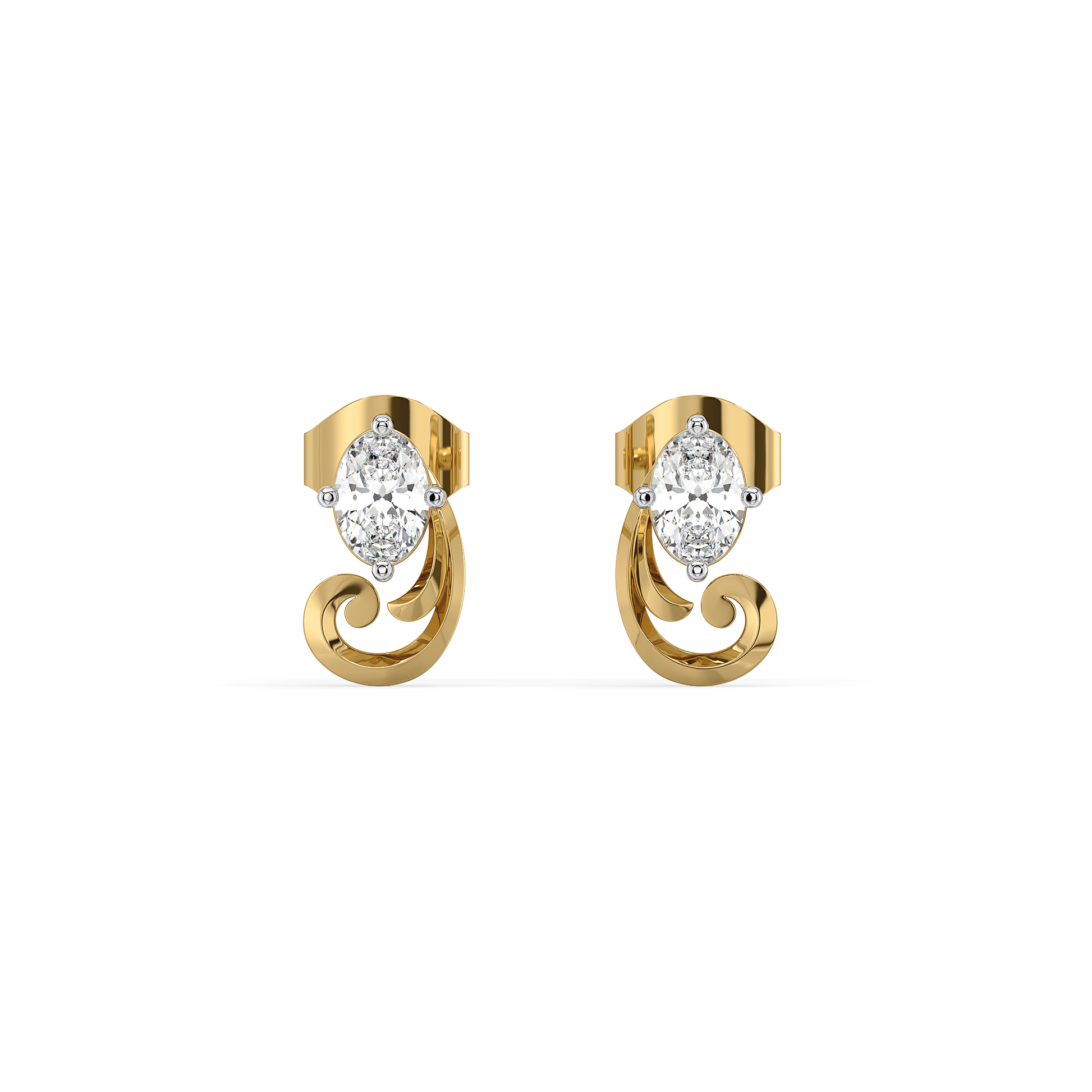 Baroque Grace - Pure Gold Oval Lab Diamond Earrings