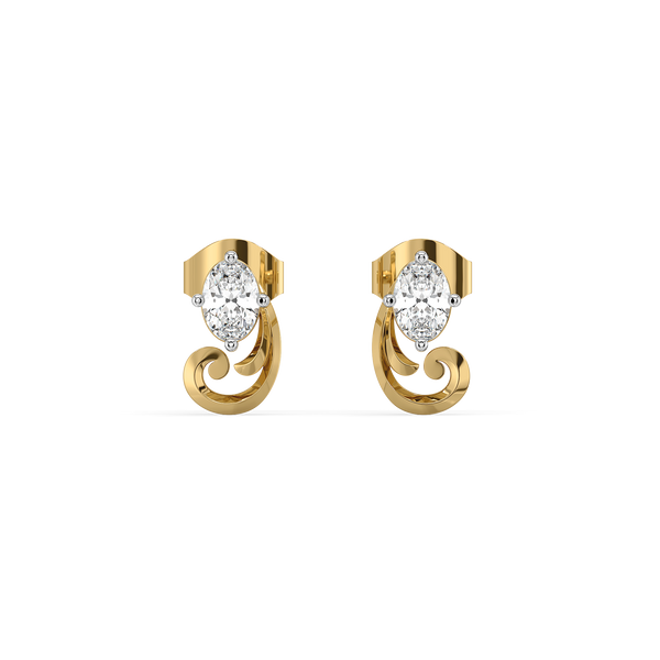 Baroque Grace Pure 14k Gold Oval Lab Diamond Earrings - Lukson
