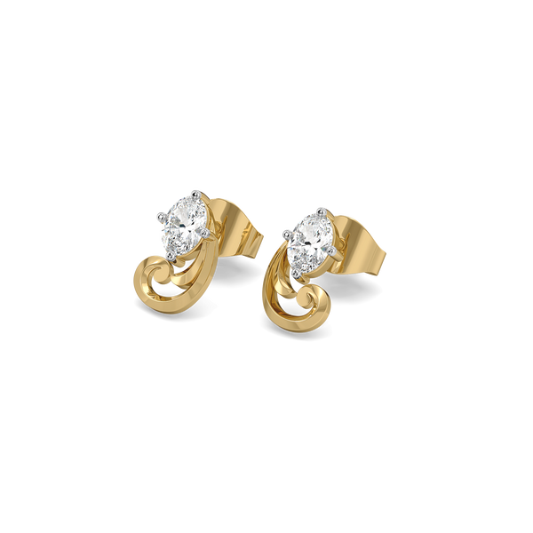 Lukson Baroque Grace Pure Gold Oval Lab Diamond Earrings

