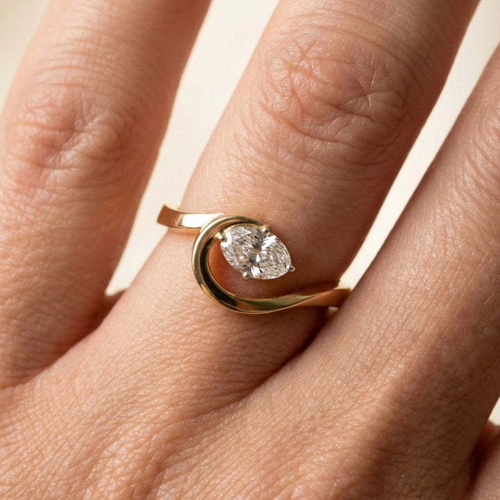 Oval Serenity - Pure Gold Lab Diamond Solitaire Ring