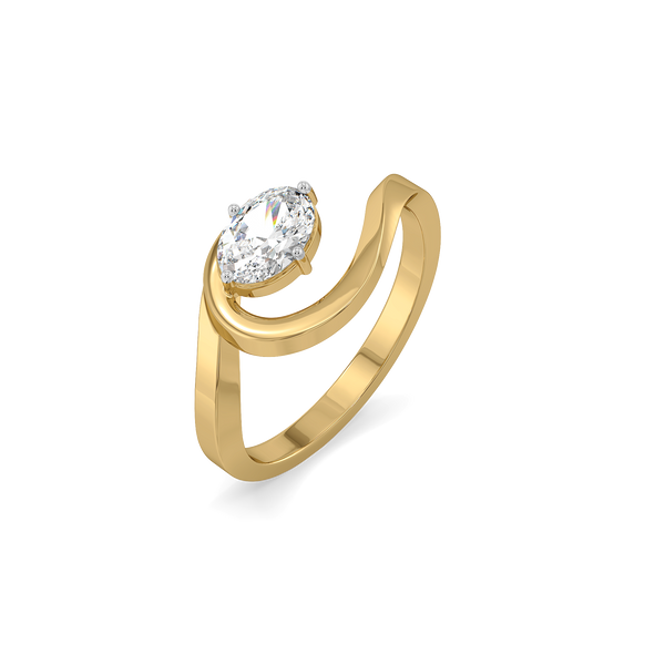 Lukson Oval Serenity Pure Gold Lab Grown Diamond Solitaire Ring