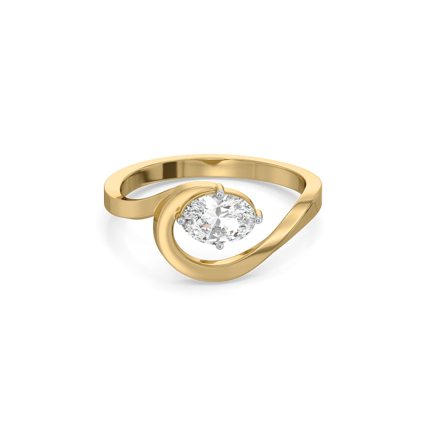 Lukson Oval Serenity Pure Gold Lab Grown Diamond Solitaire Ring for Women