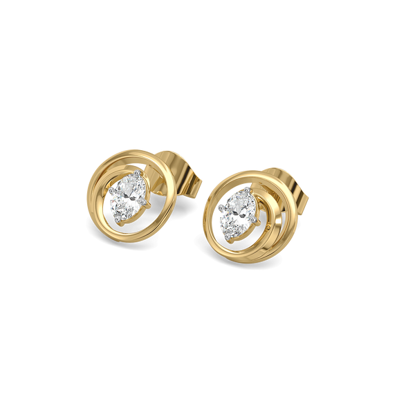 Lukson Oval Serenity Pure Gold Lab Grown Diamond Earrings