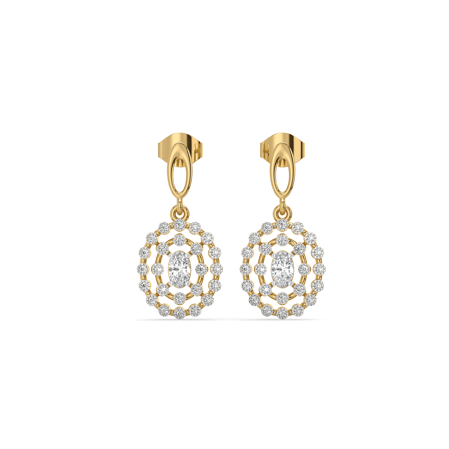 Oval Radiance - Pure Gold Lab Diamond Solitaire Drop Earrings