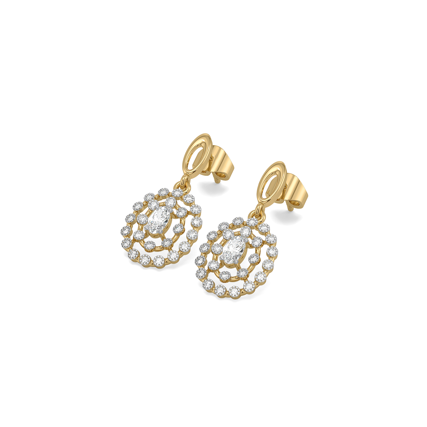 Oval Radiance - Pure Gold Lab Diamond Solitaire Drop Earrings