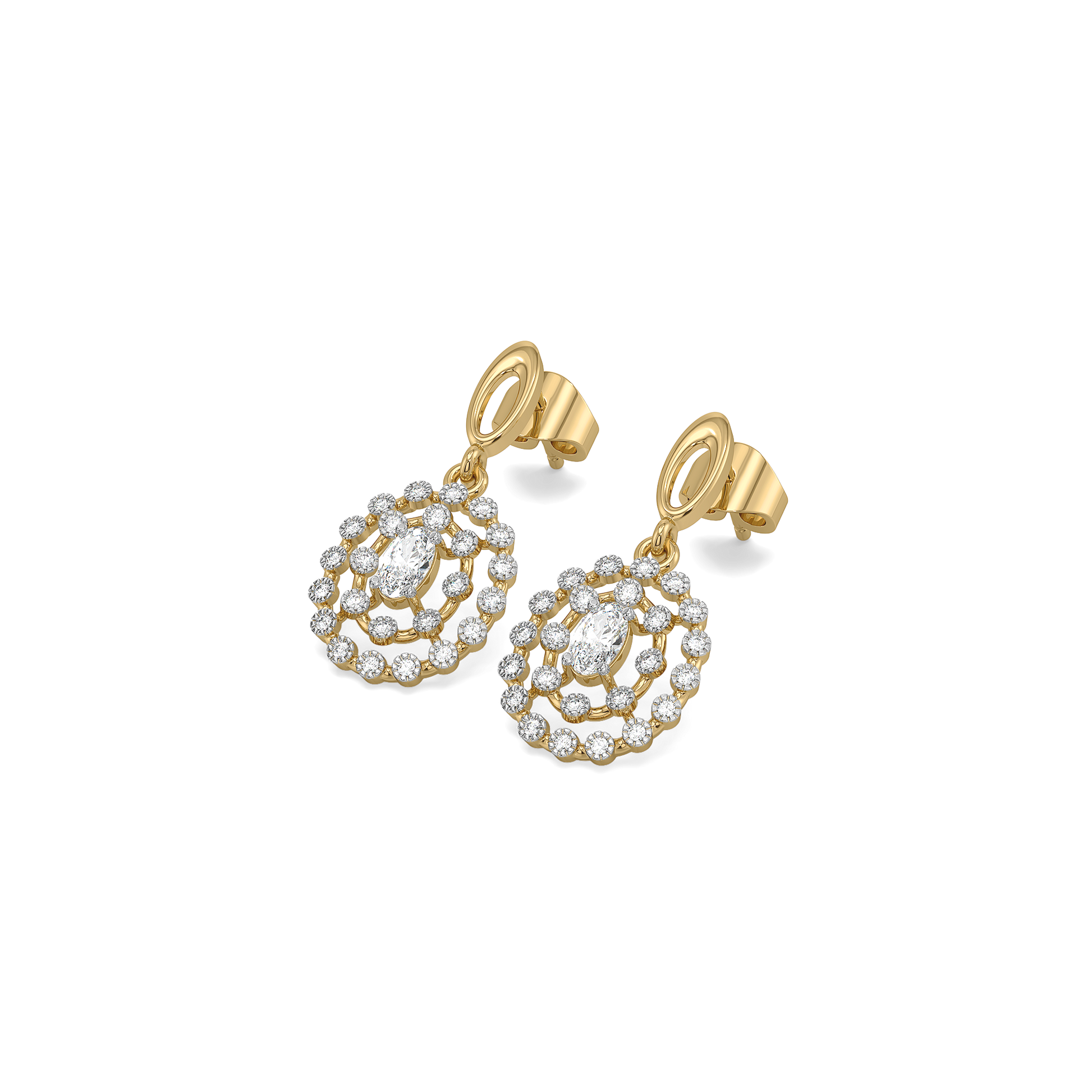 Oval Radiance - Pure Gold Lab Diamond Solitaire Drop Earrings