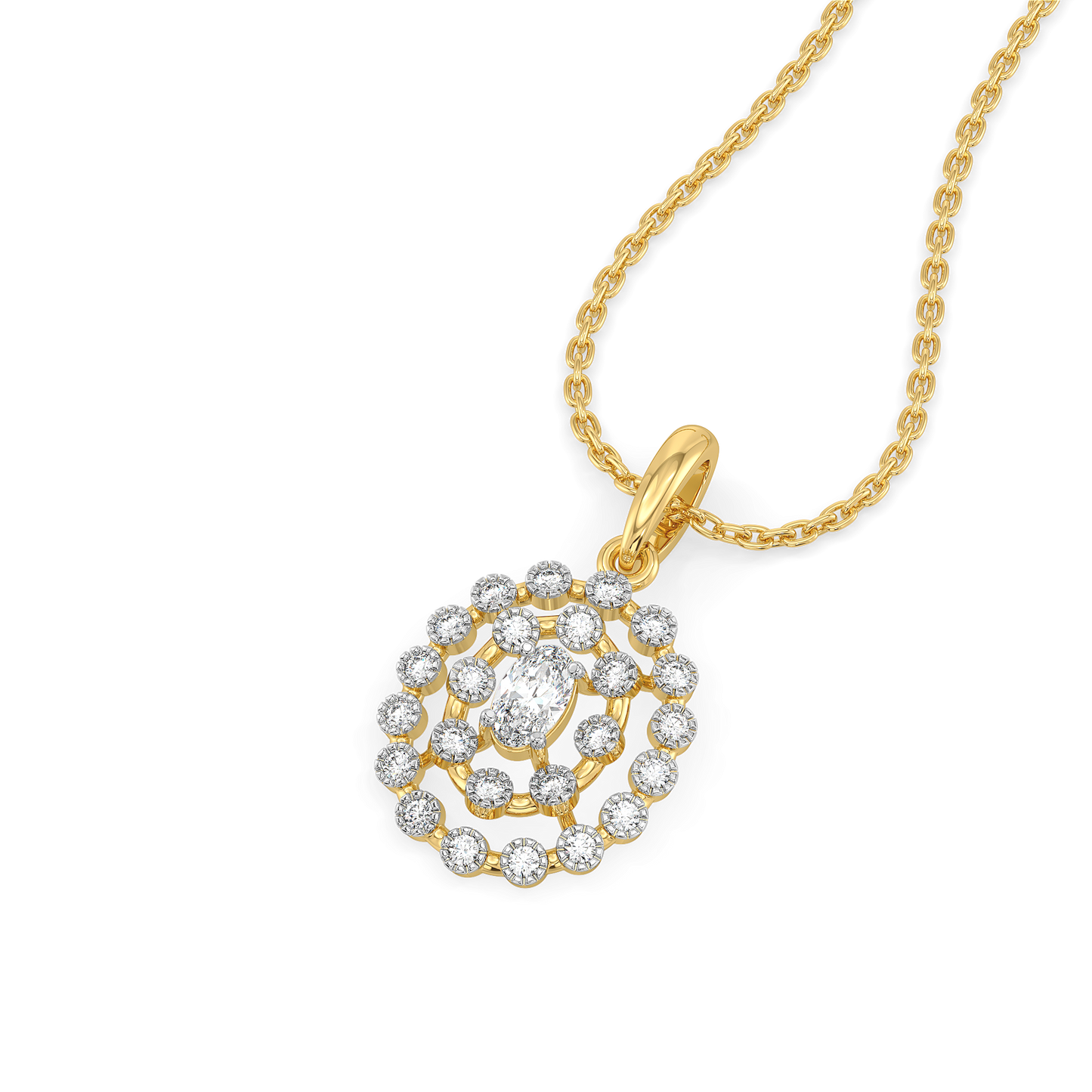 Oval Radiance - Pure Gold Lab Diamond Solitaire Pendant