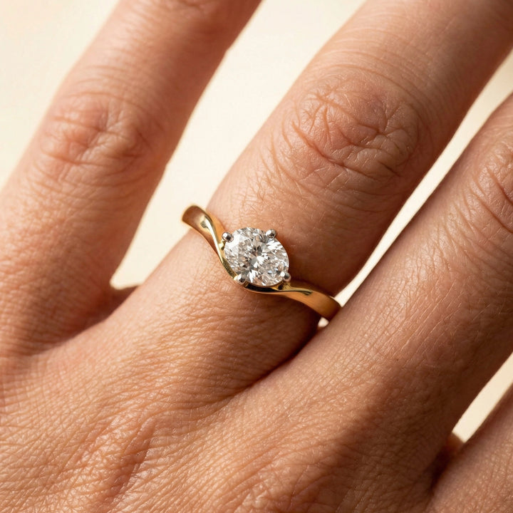 Elegant Oval - Pure Gold Lab Diamond Solitaire Ring