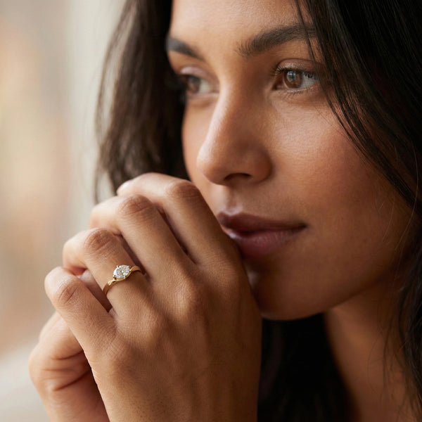 Lukson Oval Gold Lab Grown Diamond Solitaire Ring in India